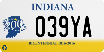 IN license plate 039YA