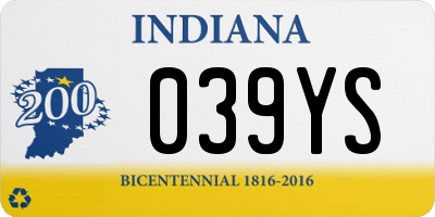 IN license plate 039YS