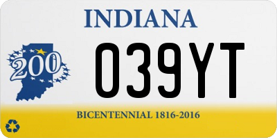 IN license plate 039YT