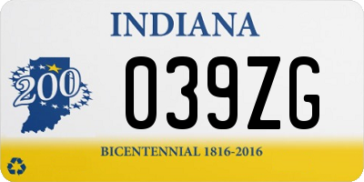 IN license plate 039ZG