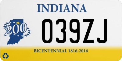 IN license plate 039ZJ