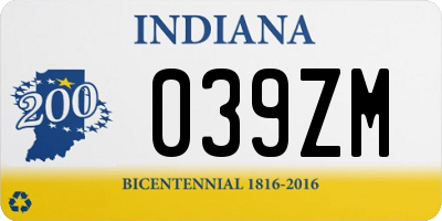 IN license plate 039ZM