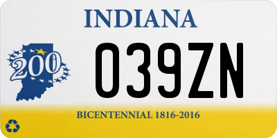 IN license plate 039ZN