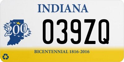 IN license plate 039ZQ