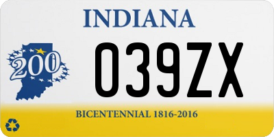 IN license plate 039ZX