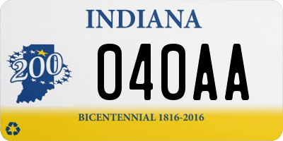 IN license plate 040AA