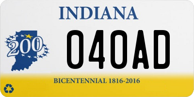 IN license plate 040AD