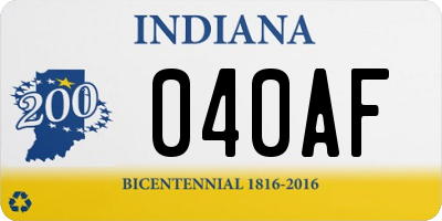 IN license plate 040AF