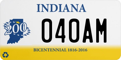 IN license plate 040AM