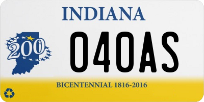 IN license plate 040AS