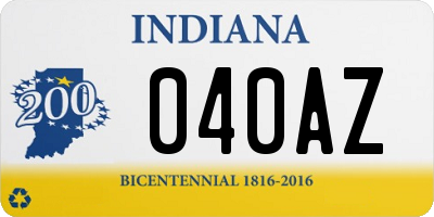 IN license plate 040AZ