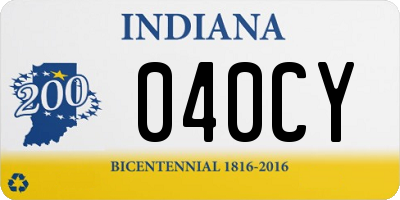 IN license plate 040CY