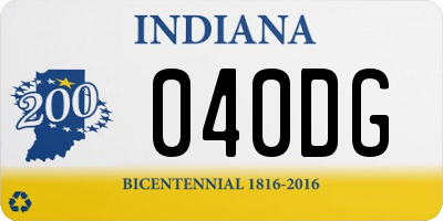 IN license plate 040DG