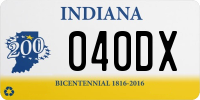 IN license plate 040DX