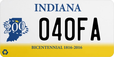 IN license plate 040FA