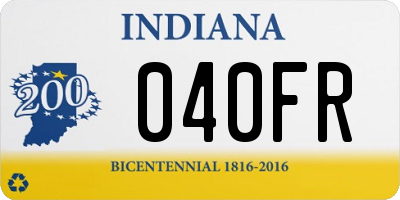 IN license plate 040FR