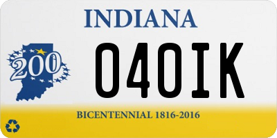 IN license plate 040IK