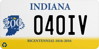 IN license plate 040IV