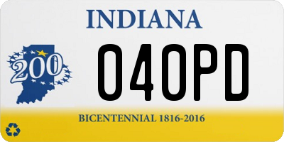 IN license plate 040PD