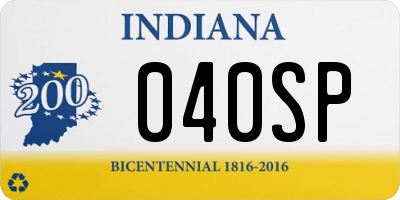 IN license plate 040SP