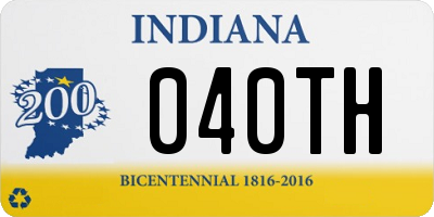 IN license plate 040TH