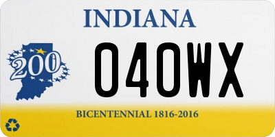 IN license plate 040WX