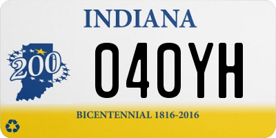 IN license plate 040YH