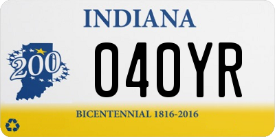 IN license plate 040YR