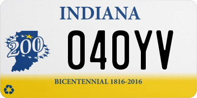 IN license plate 040YV