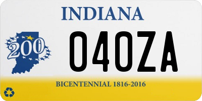 IN license plate 040ZA