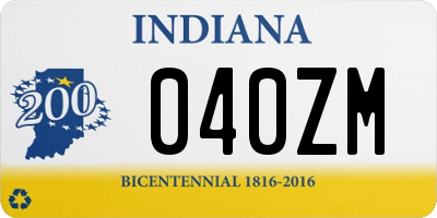 IN license plate 040ZM