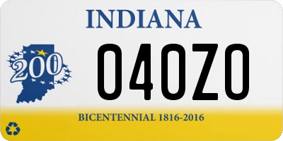 IN license plate 040ZO