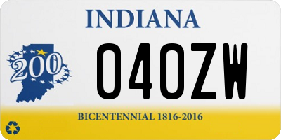 IN license plate 040ZW