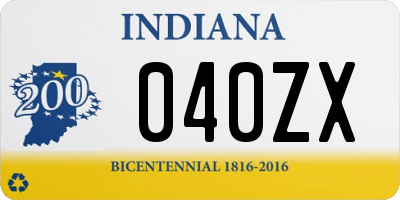 IN license plate 040ZX