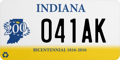 IN license plate 041AK