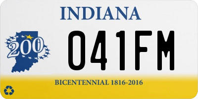 IN license plate 041FM