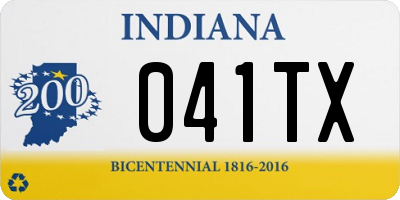 IN license plate 041TX