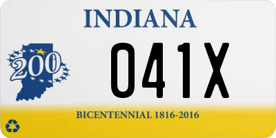 IN license plate 041X