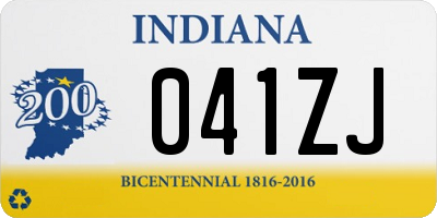 IN license plate 041ZJ