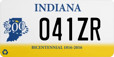 IN license plate 041ZR