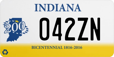 IN license plate 042ZN