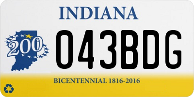 IN license plate 043BDG
