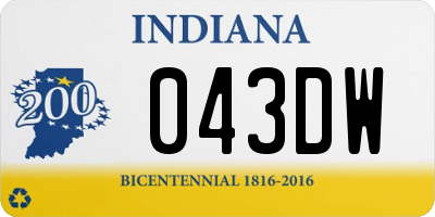 IN license plate 043DW