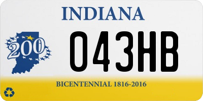 IN license plate 043HB