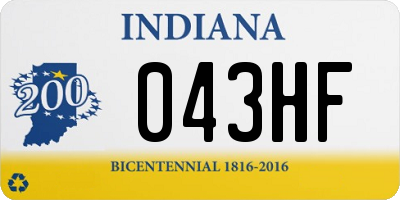 IN license plate 043HF