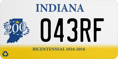 IN license plate 043RF