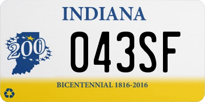 IN license plate 043SF