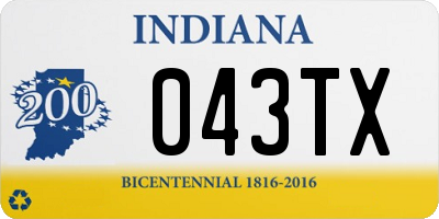 IN license plate 043TX