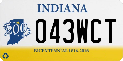 IN license plate 043WCT