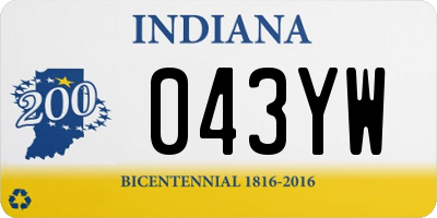 IN license plate 043YW